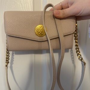 Vince Camuto Beige Crossbody Bag with Gold Accent